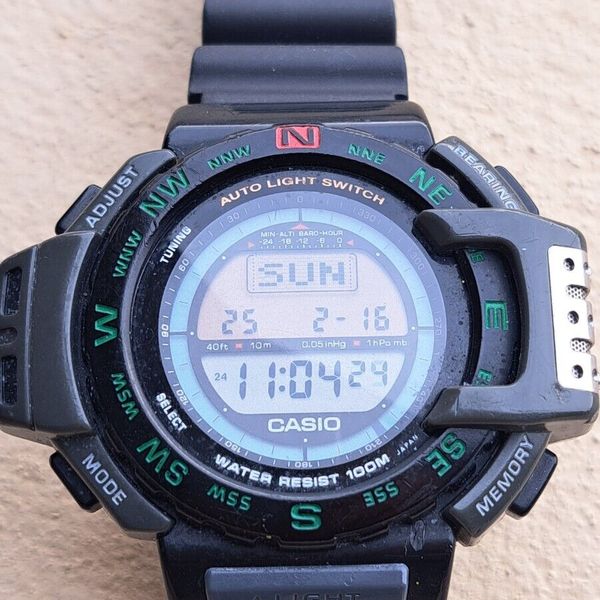 Casio Pro Trek PRG-300-1A2CR: Orologio Digitale Uomo Con Triplo Sensore, Solare E 100m Impermeabile