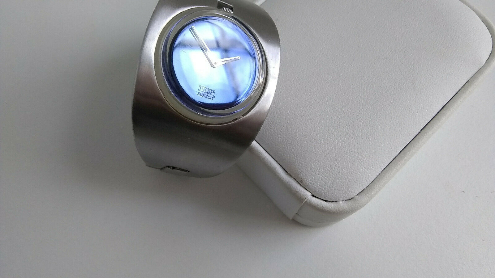 Pop Swatch Watch Stainless Steel Cuff - PMK129 - New Battery Pop Swatch Watch Stainless Steel Cuff - PMK129 - New Battery