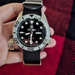 44 MM MILITARY DIVER 300 AUTOMATIC - SS CERAMIC BEZEL LUME WAVE DIAL STRAP  - MIL DIVER AUTOMATIC 44MM WATCH