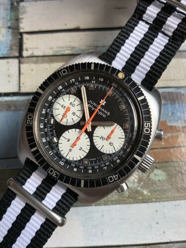 1972 Vintage Junghans Olympic Big Eye Chrono Mens Watch Swiss 42mm