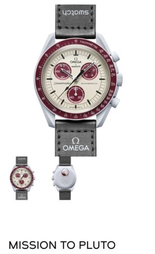 New OMEGA Moon Swatch Mission To Pluto Moonswatch Watch w/ Papers