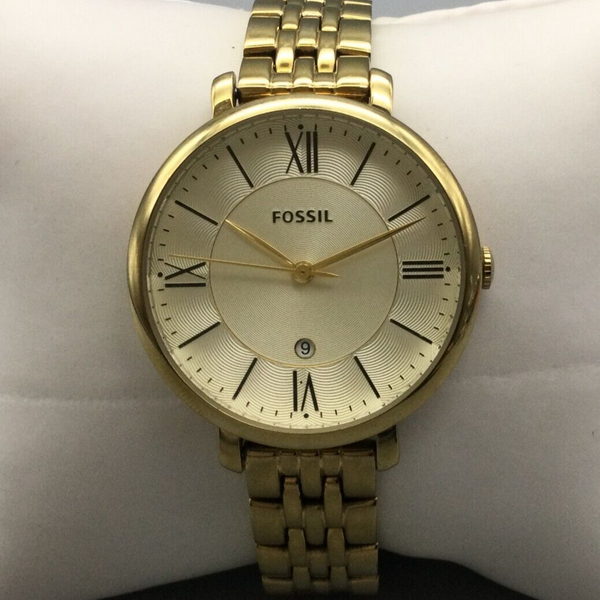 Fossil Jacqueline Watch Women Gold Tone Date Round ES3434 New Battery 5