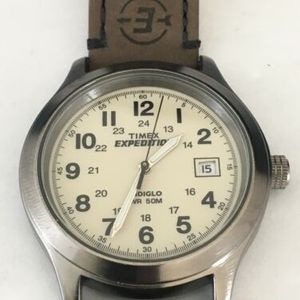 Timex Men's Expedition Metal Brown Leather Strap Field Watch 