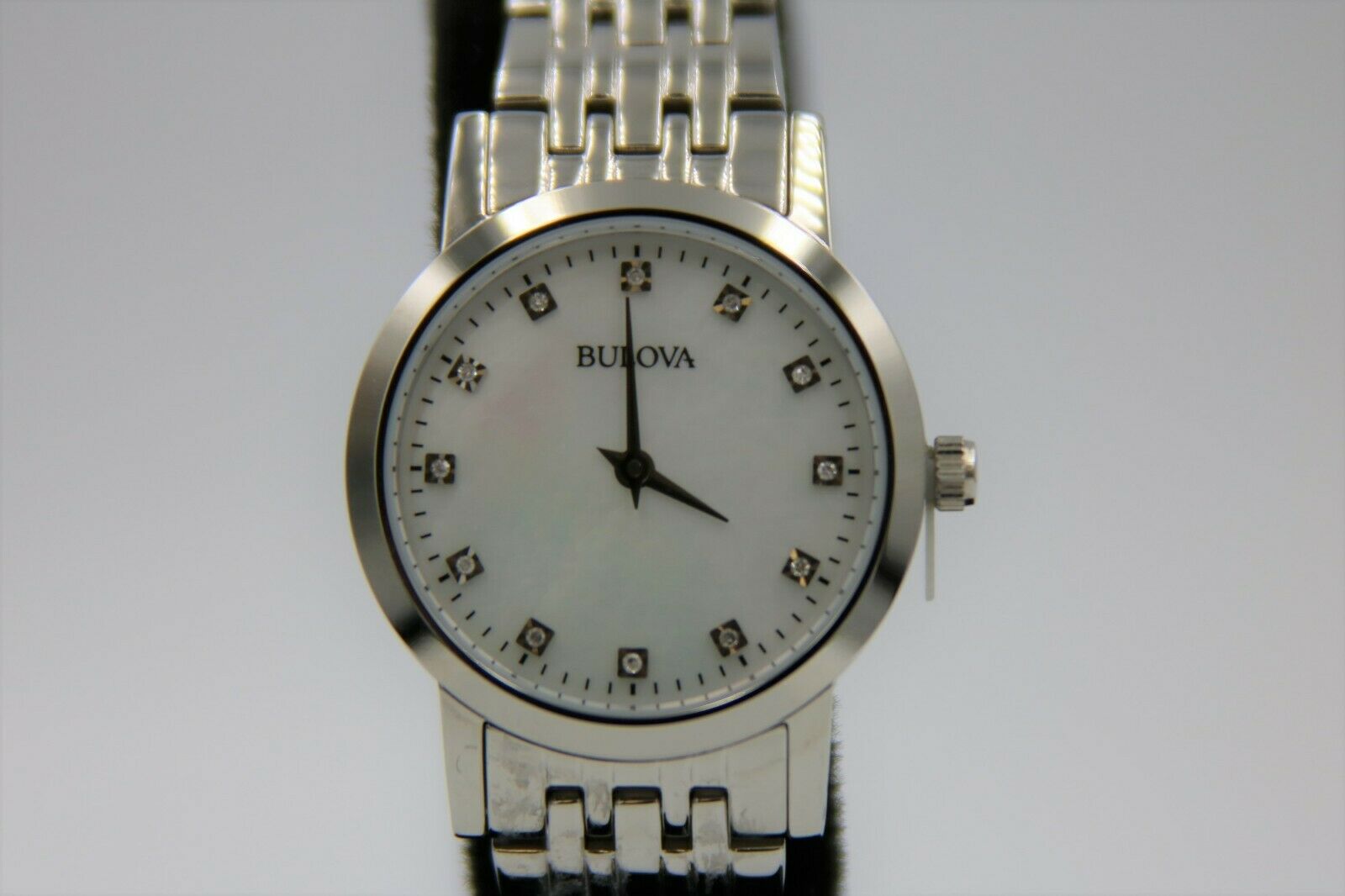 Bulova 96p175 Women S Stainless Steel Diamond Watch Silver White Watchcharts