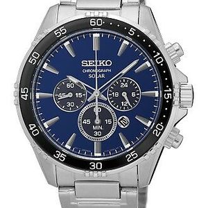 ⭐︎希少海外モデル⭐︎SEIKO CHRONOGRAPH SOLAR Seiko Solar Chronograph Blue Dial Stainless Steel Men's Watch