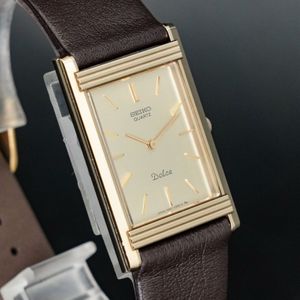 Vintage 1984 [BOXED MINT] SEIKO Dolce 1220-5120 New Band Tank Thin