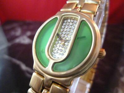 GOOD!! RAYMOND WEIL TRAVIATA 3726-2 DIA GREEN GOLD LADIES VINTAGE