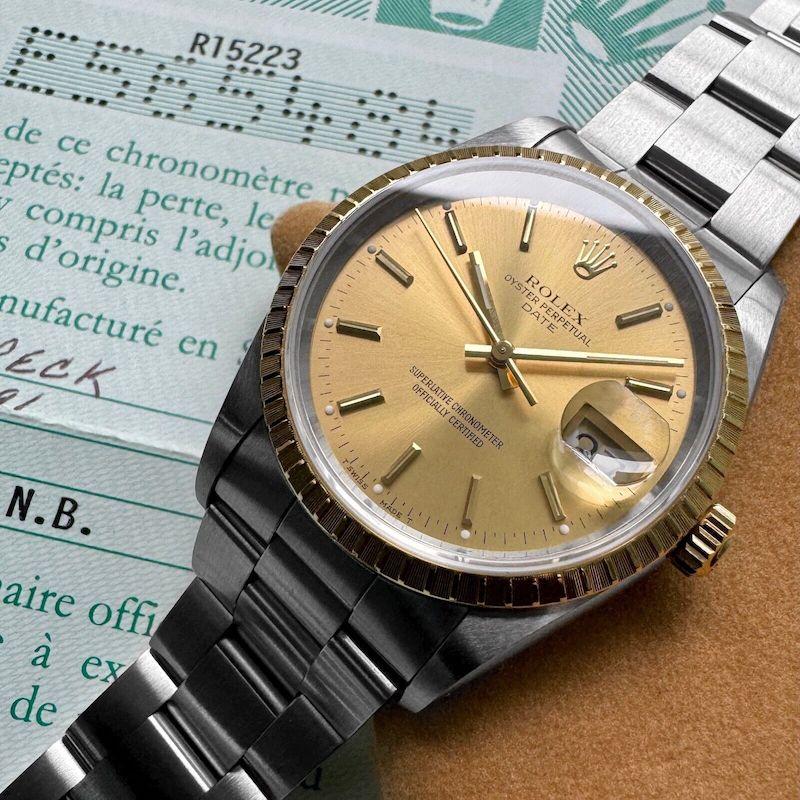 1991 Rolex 15223 Date Box Papers 2023 Rolex Service Unpolished