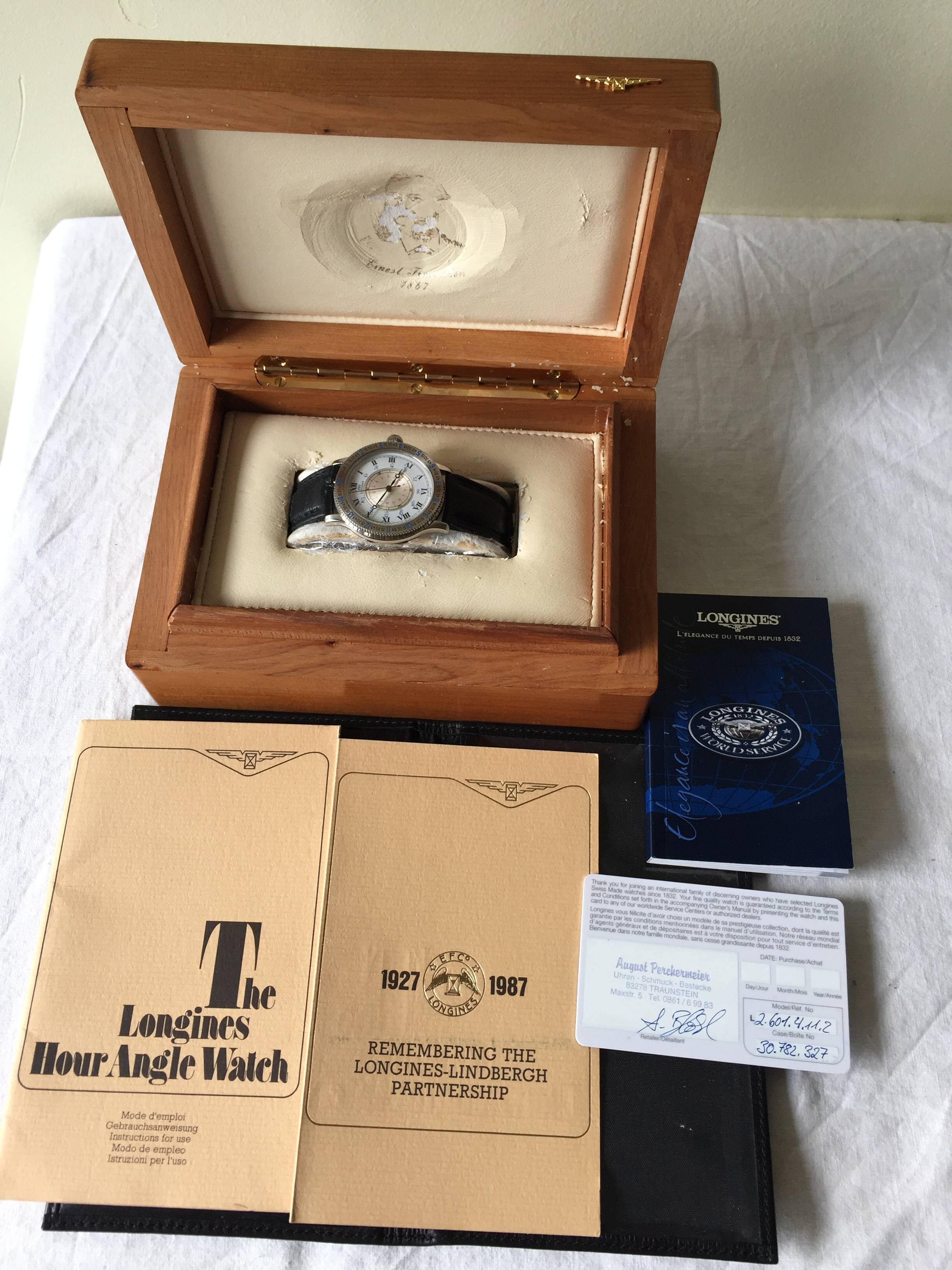 WTS Longines Lindbergh Hour Angle Watch 1987 re edition full