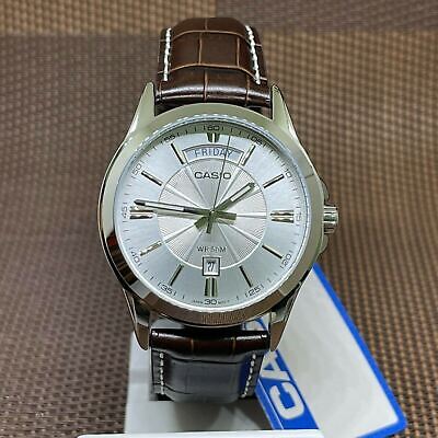 Casio MTP 1381L 7A Enticer Gents Analog Brown Leather Quartz Men s Casual Watch WatchCharts Marketplace