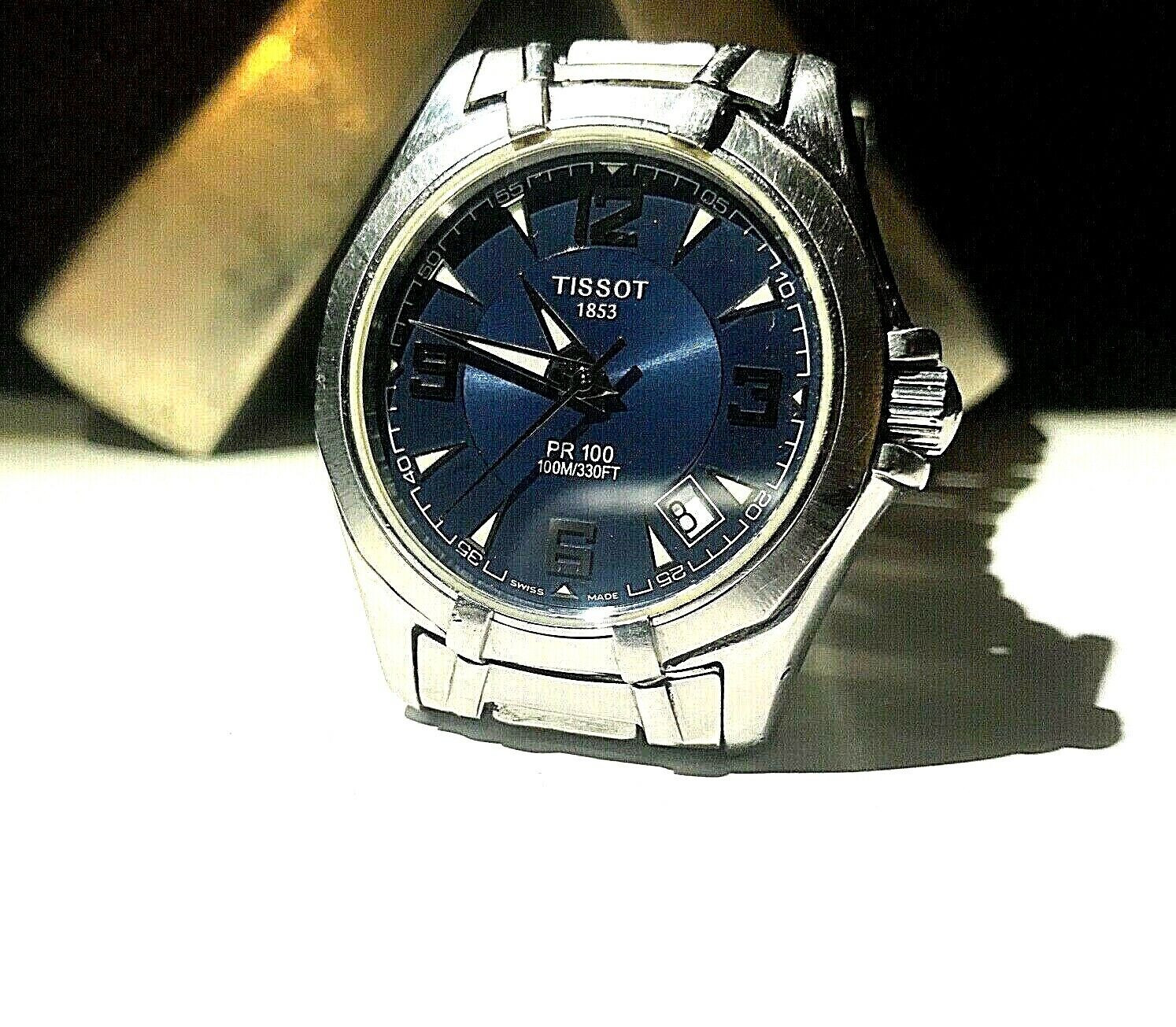 TISSOT 1853: Stainless Steel Case-Bezel-Band/Blue Face/Quartz/Men 