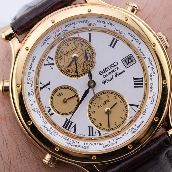SEIKO World Timer (Age of Discovery ) Alarm 5T52-7A19. â FULLY WORKING