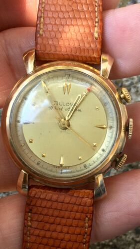 VINTAGE JUNGHANS BULOVA POST GERMAN MADE WRIST ALARM 10k G F. ORG