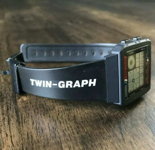 NEAR MINT Vintage 1986 Casio AE-20W Twin Graph Watch w/ ORIGINAL