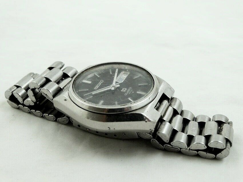 Vintage SEIKO SQ 4004 Quartz 0903-8049 BLACK Japan Mens Day & Date