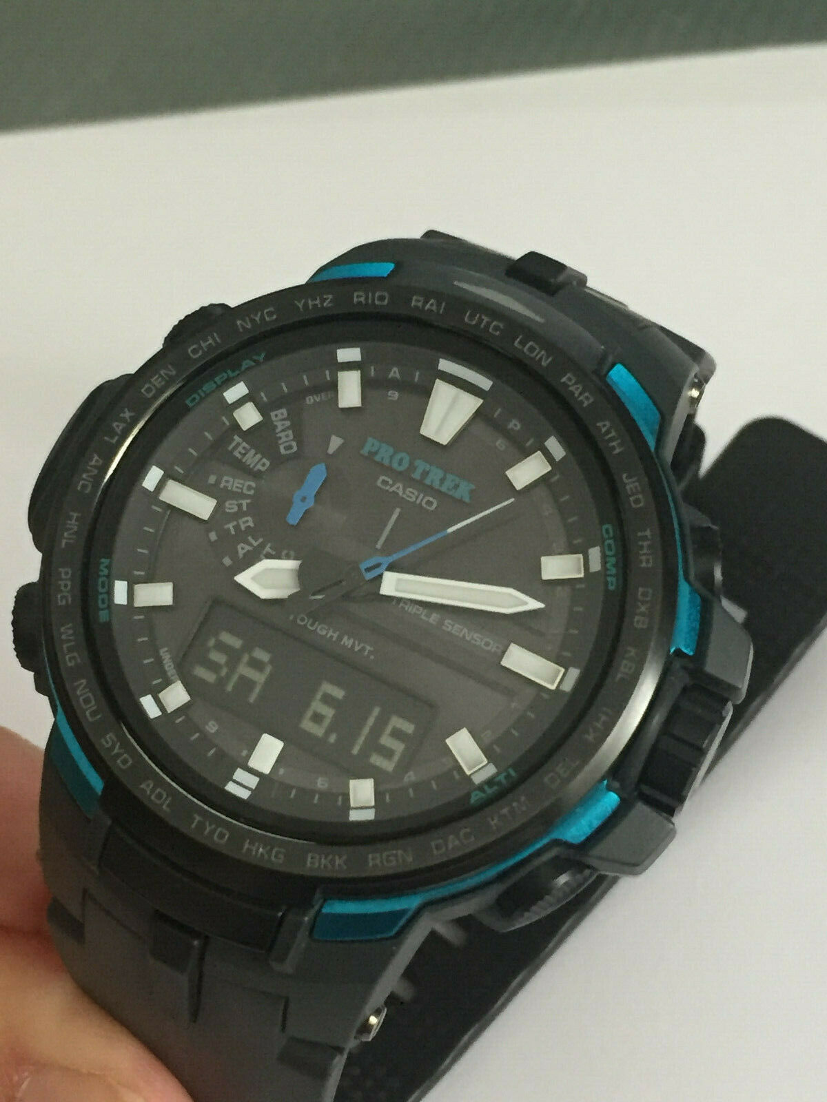 Casio Mens Radio Solar Watch PROTREK PRW-6100Y 5470 Pro Tek Triple