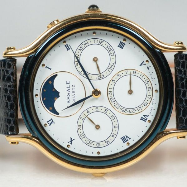 セイコーラサール  ブレスウォッチ Seiko Lassale Triple Date Moon Phase Quartz Watch 7F38-6139