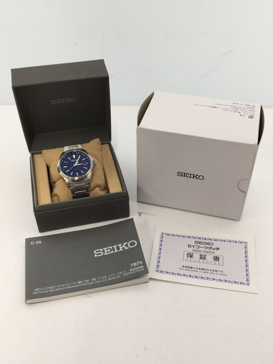 Used] Seiko Solar watch/Analog/7B75-0AA0/Engraved/Seiko Collection