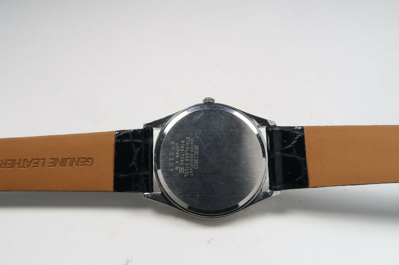 Vintage SEIKO QUARTZ CHRONOS 8123-7080 STAINLESS Mens Watch JAPAN 