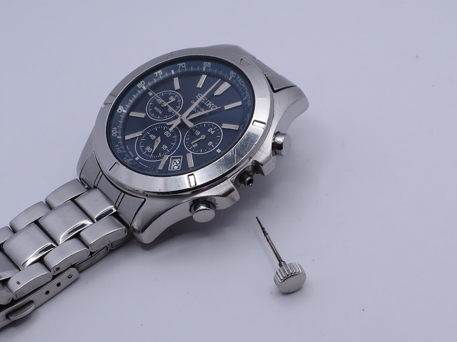 Mens Seiko Chronograph 100m Blue Dial 6T63-00G0 Spares Or Repair 