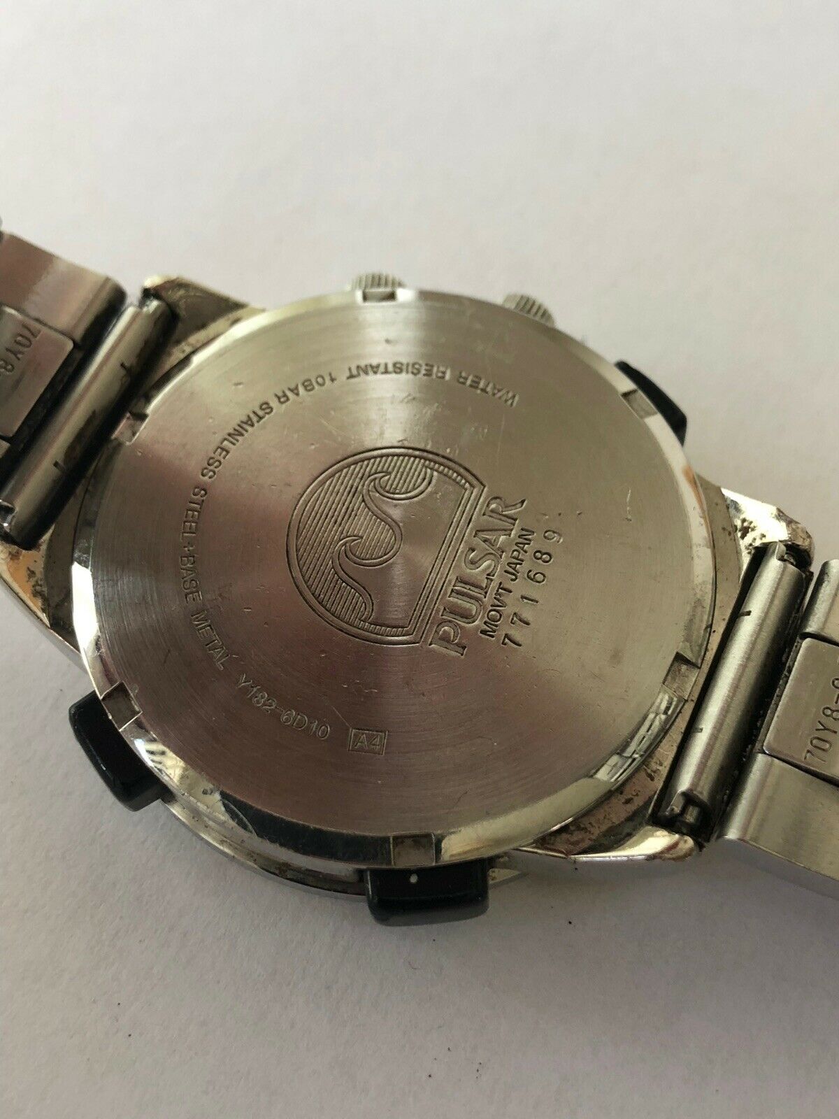 Vintage Yellow Mens Pulsar by Seiko Chronograph Watch y182 6d10