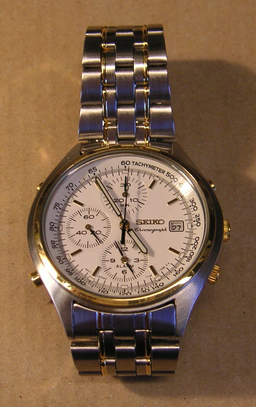 Men s Seiko Model 7T32 7C80 Chronometer Wristwatch 1996 Water