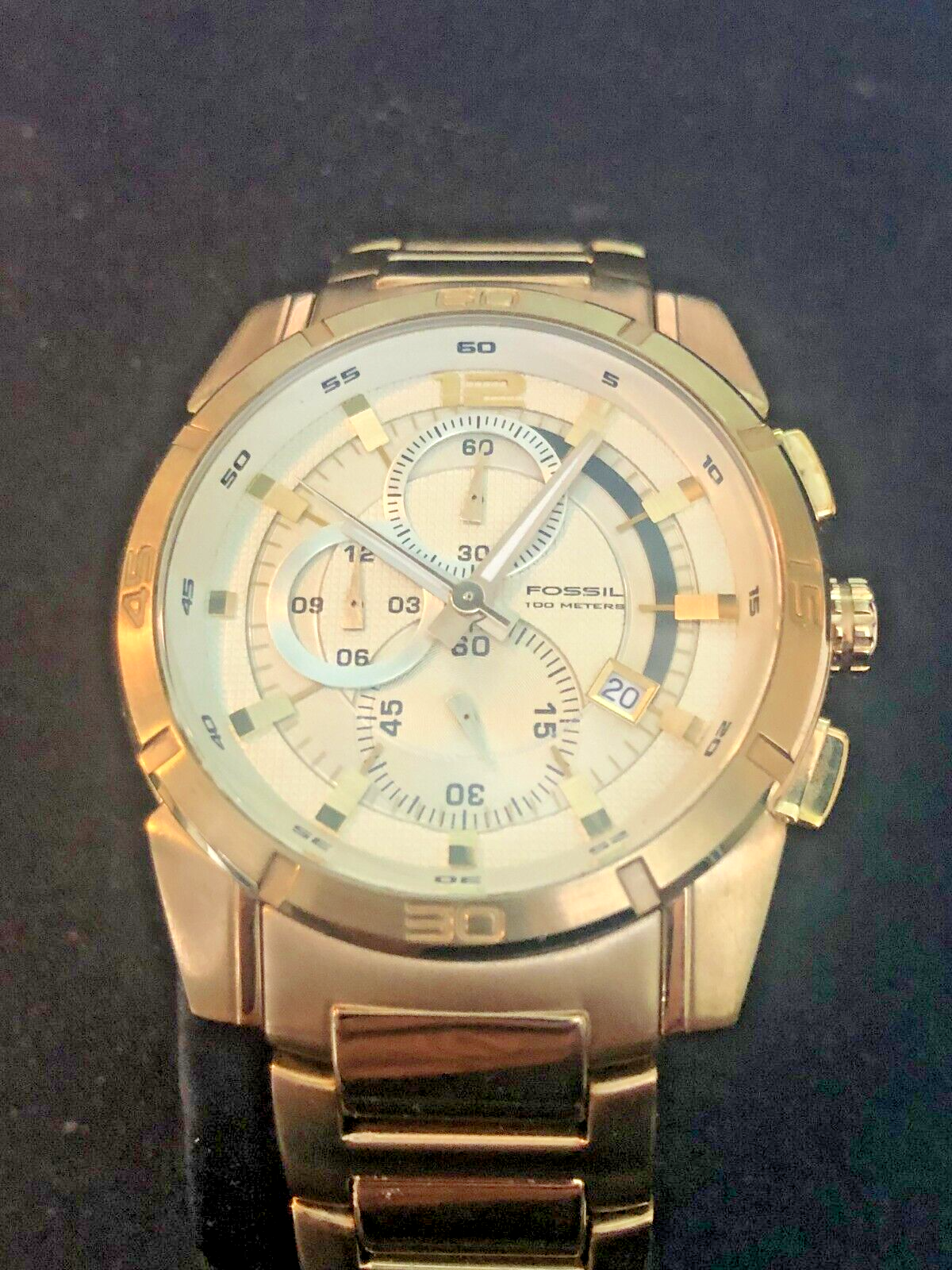 Men's FOSSIL CH2521 Watch Gold Tone Chronograph quartz 44.5mm Wide