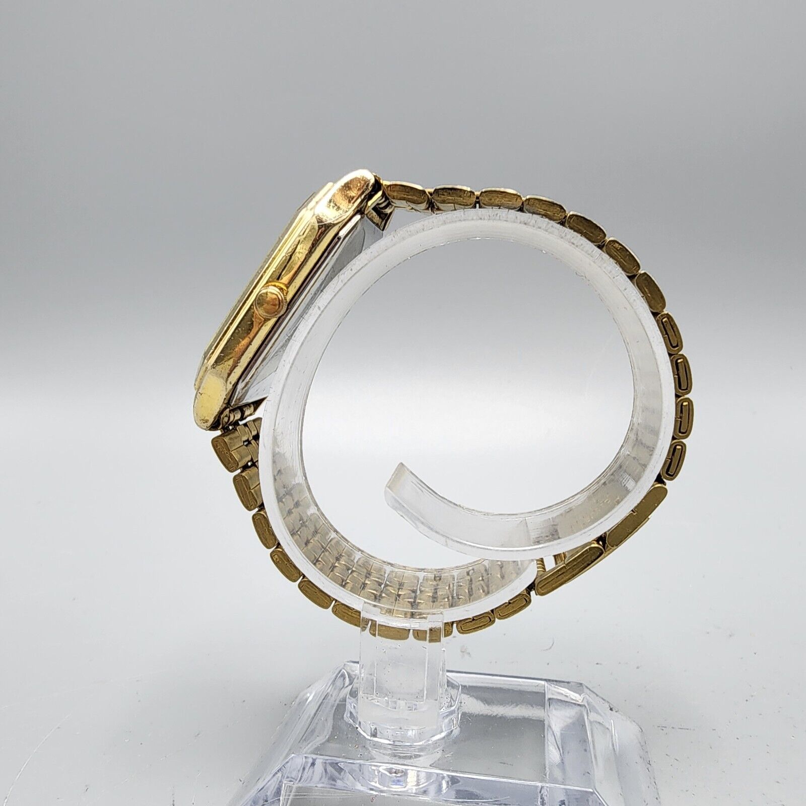 Vintage Citizen Watch Men Gold Tone Champagne Dial Rectangle 