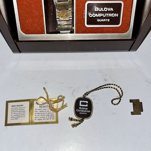 Bulova Computron Quartz Digital Gold Alpha Numeric Watch 2404/2294 Box ...