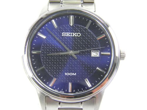 Mens Seiko Date 6N42 00G0 stainless steel quartz dress wrist