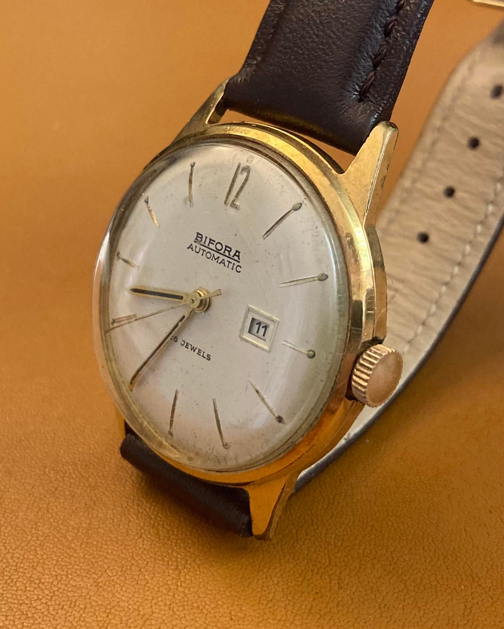 Montre Automatique BIFORA Vintage - Mouvement Suisse, Date Et Grande Seconde - Occasion Bon état