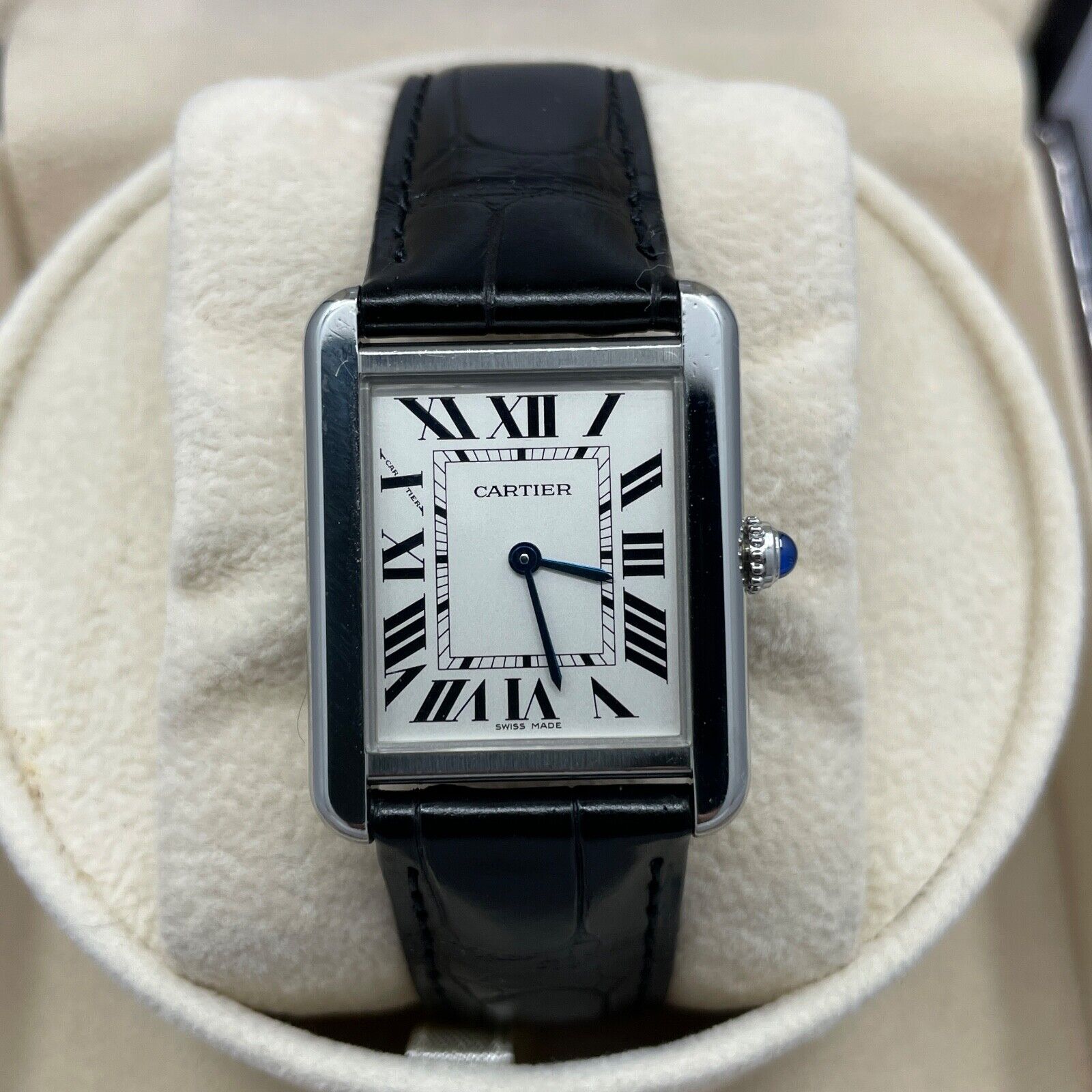 Cartier Tank Solo Small Quartz 3170 w New Alligator Strap B P