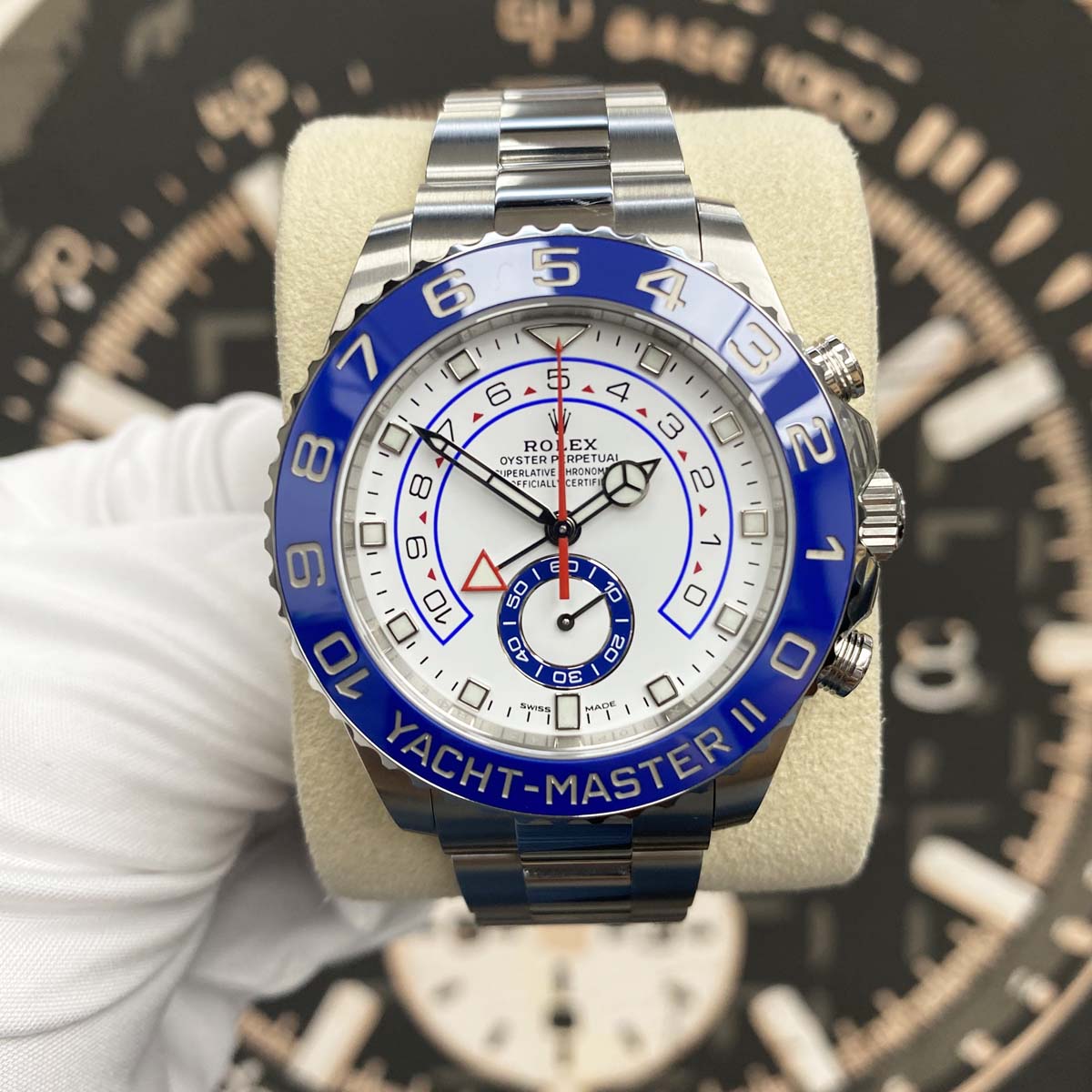 ROLEX 44mm 18kt Rose Gold & Stainless Steel YachtMaster II Blue