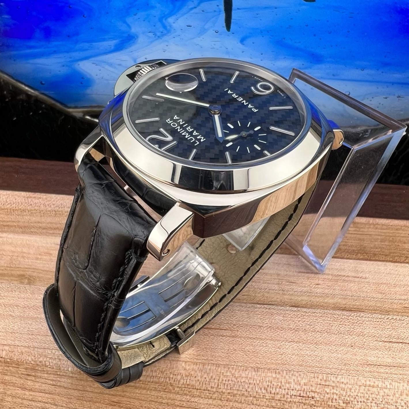 WTS Panerai PAM00180 Luminor Marina 18k White Gold Carbon Fiber