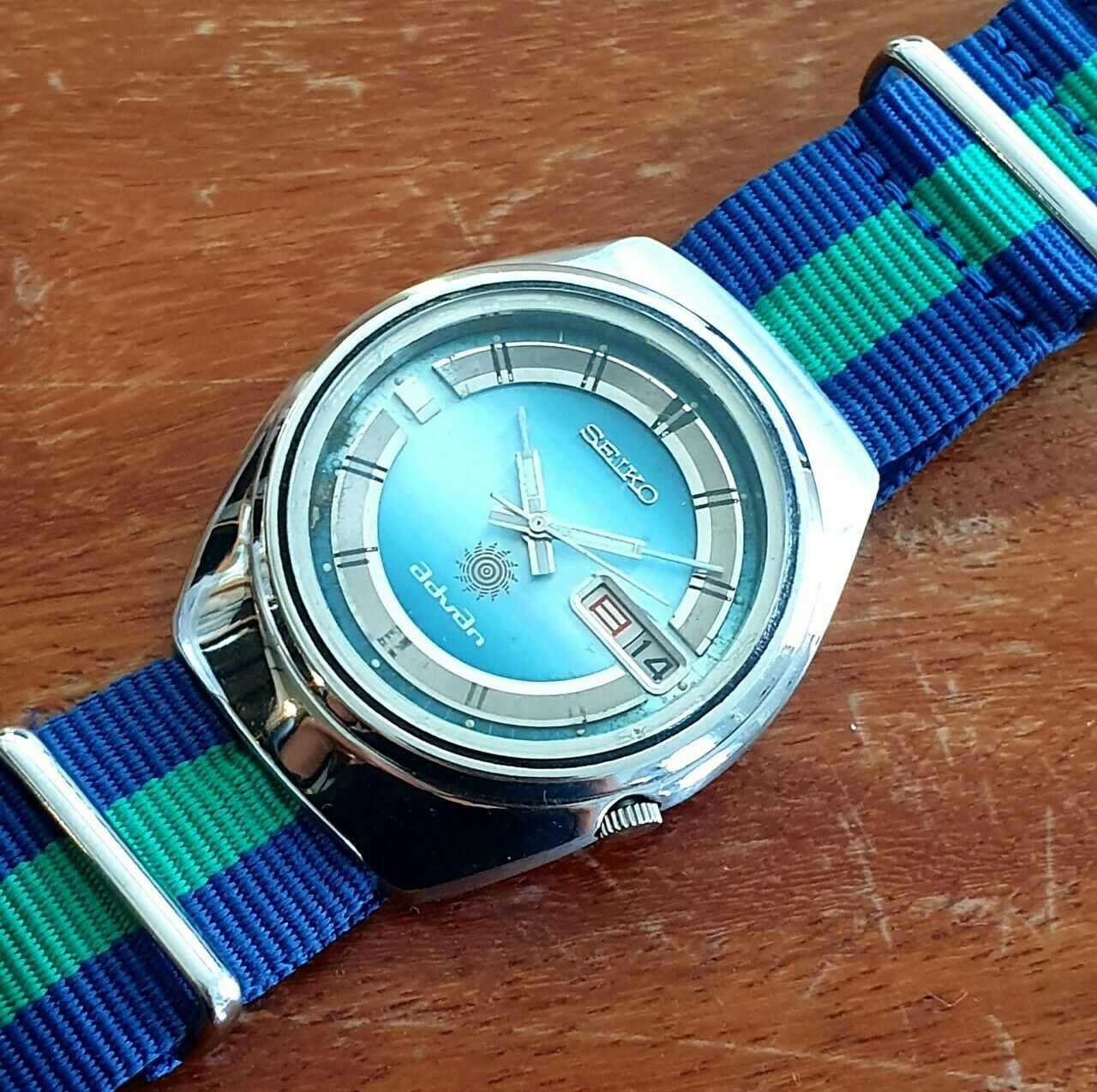 Seiko Advan 7019-7250 Vintage April 1973 Blue Dial Mens Automatic