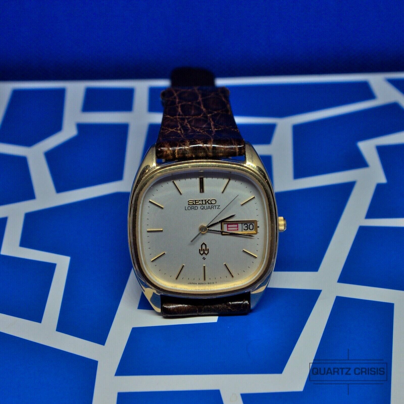 1979 Seiko Lord Quartz TV Dial Gold Dress Watch 8243-5020 