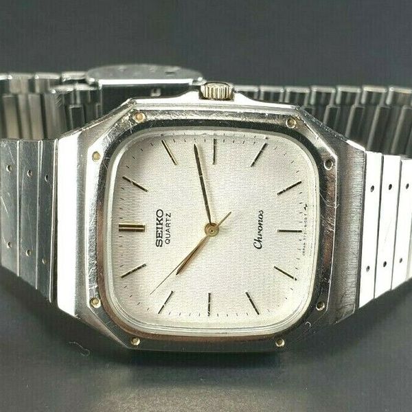 Seiko Chronos 7731-5130 Stainless Steel Gold Acc Mens Japan Quartz