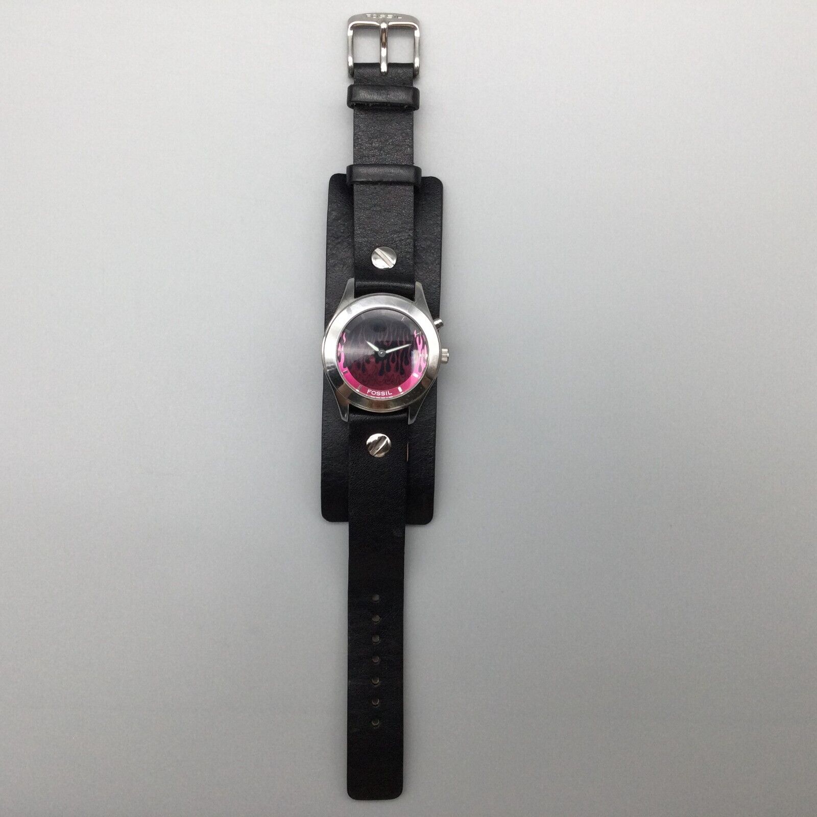 時計 FOSSIL BIG TIC analog watch pink Fossil Big Tic Watch Women Silver Tone Flame Pink Black