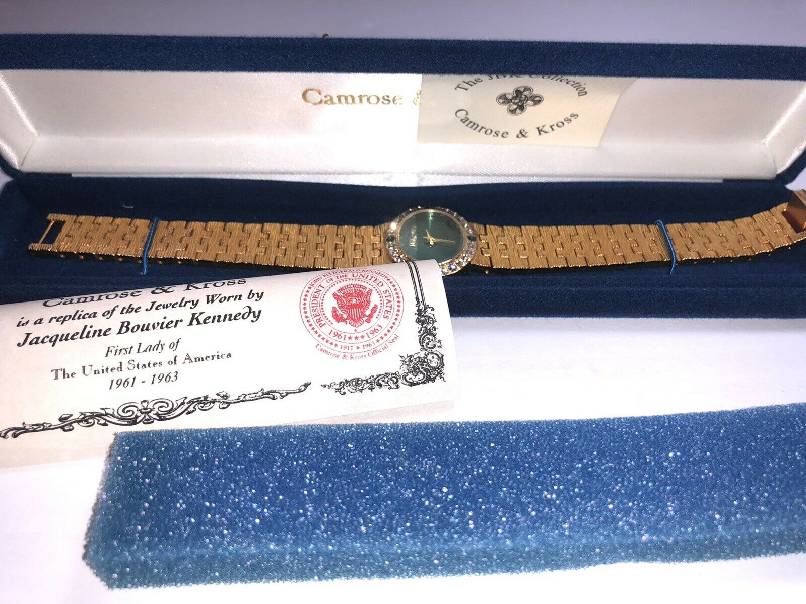 JBK Jackie Kennedy Camrose & Kross Faux Emerald Crystal Gold 