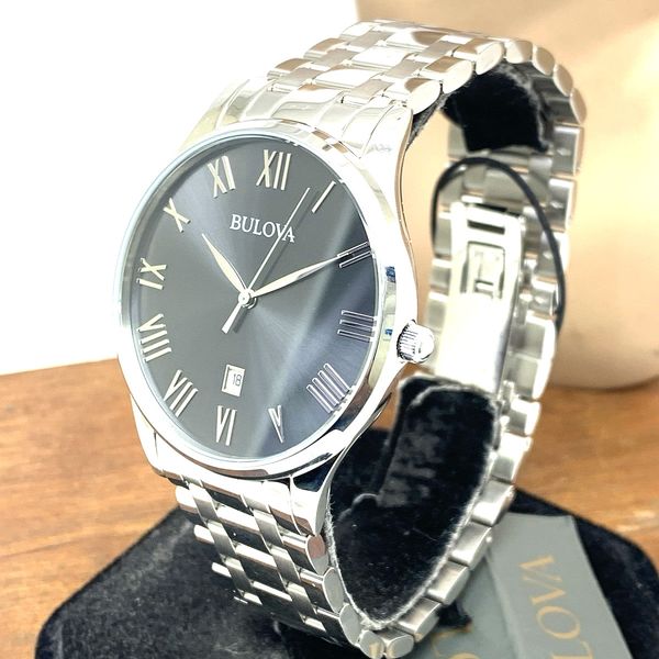 96b261 Bulova Menâ s Watch 96B261 Silver Stainless Steel Gray Dial Roman ...
