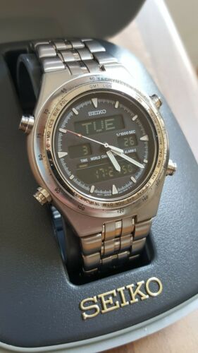 【稼働品】1994年製 SEIKO H021-8001 アナデジ J25 Seiko H021-8001 Watch Ana/Digi World Time Hour Chrono Alarm
