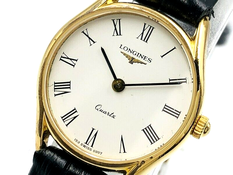 LONGINES Women s 153 6997 Quartz Watch St.Steel Gold Plated White