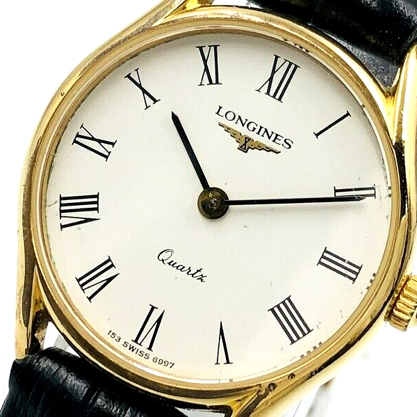 LONGINES Women s 153 6997 Quartz Watch St.Steel Gold Plated White