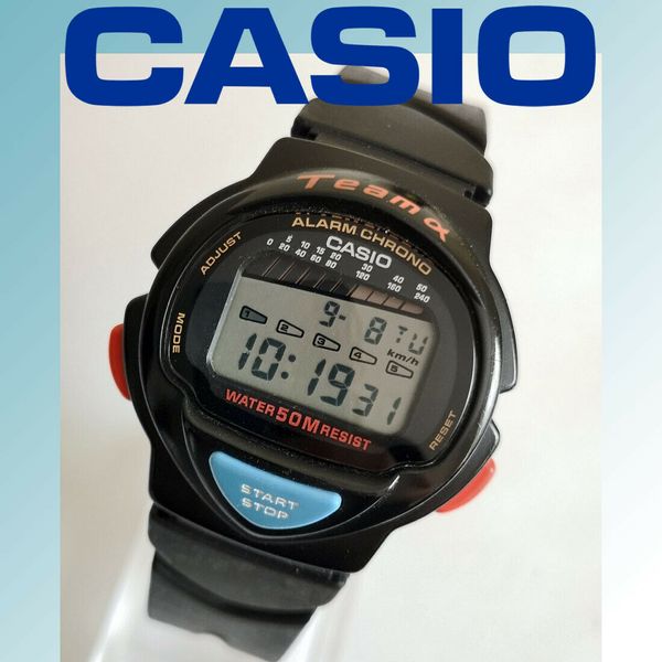 Vintage rare 90s Japan Casio Team Alpha TM-10 module 1001 men's quartz ...