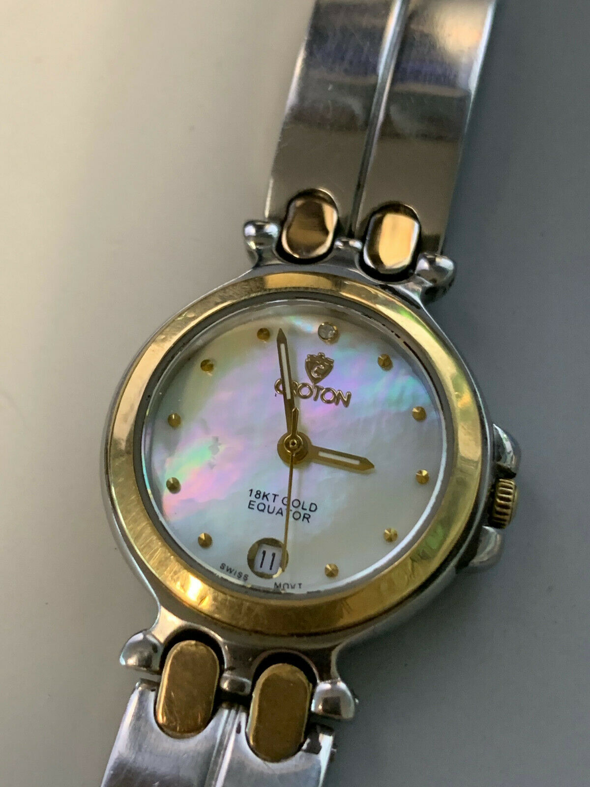 Croton Equator 18k Gold / Stainless Ladies Watch - Mother of 