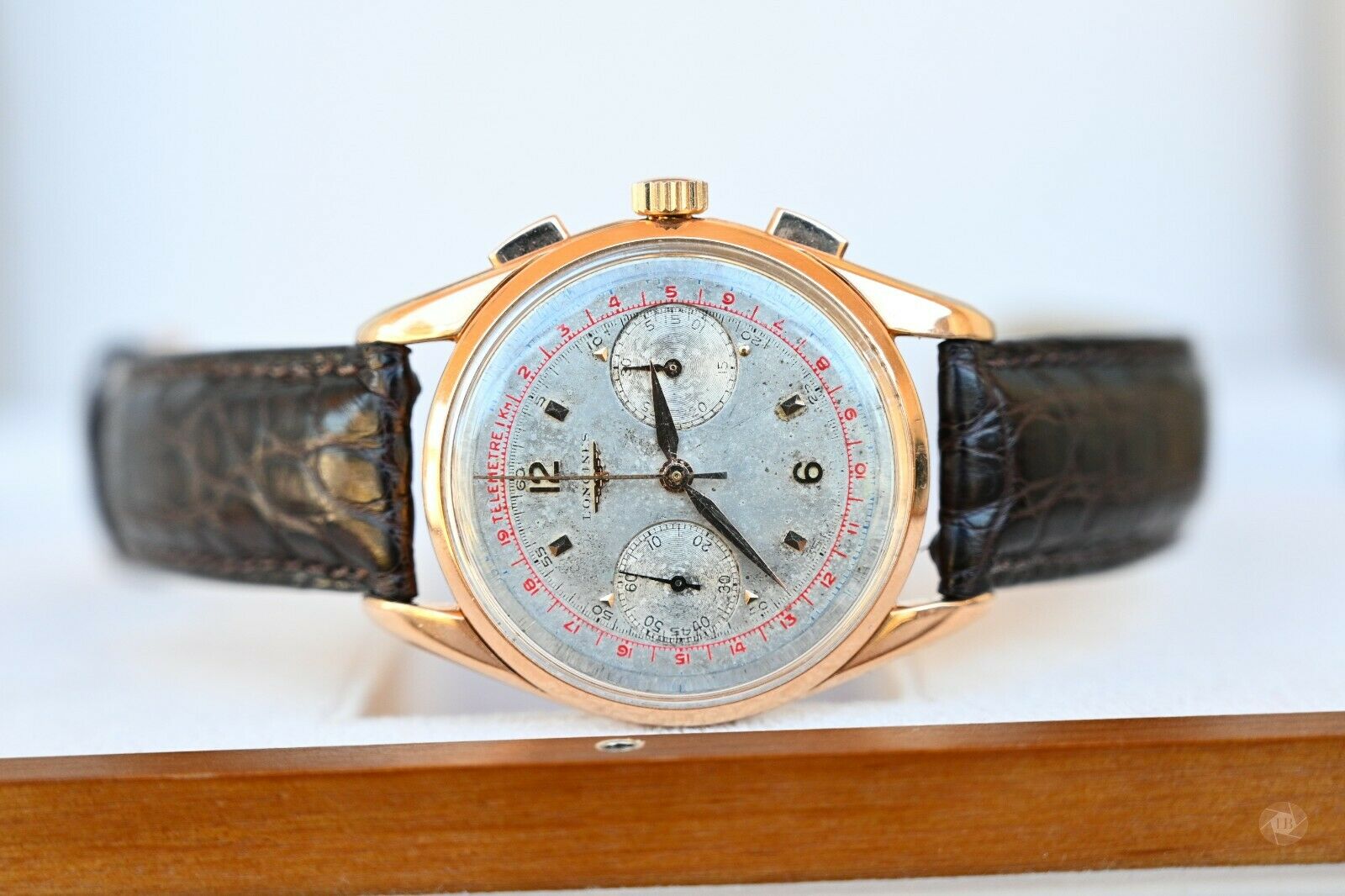 1957 Longines 6595 Cal 30CH 18K Solid Rose Gold Flyback