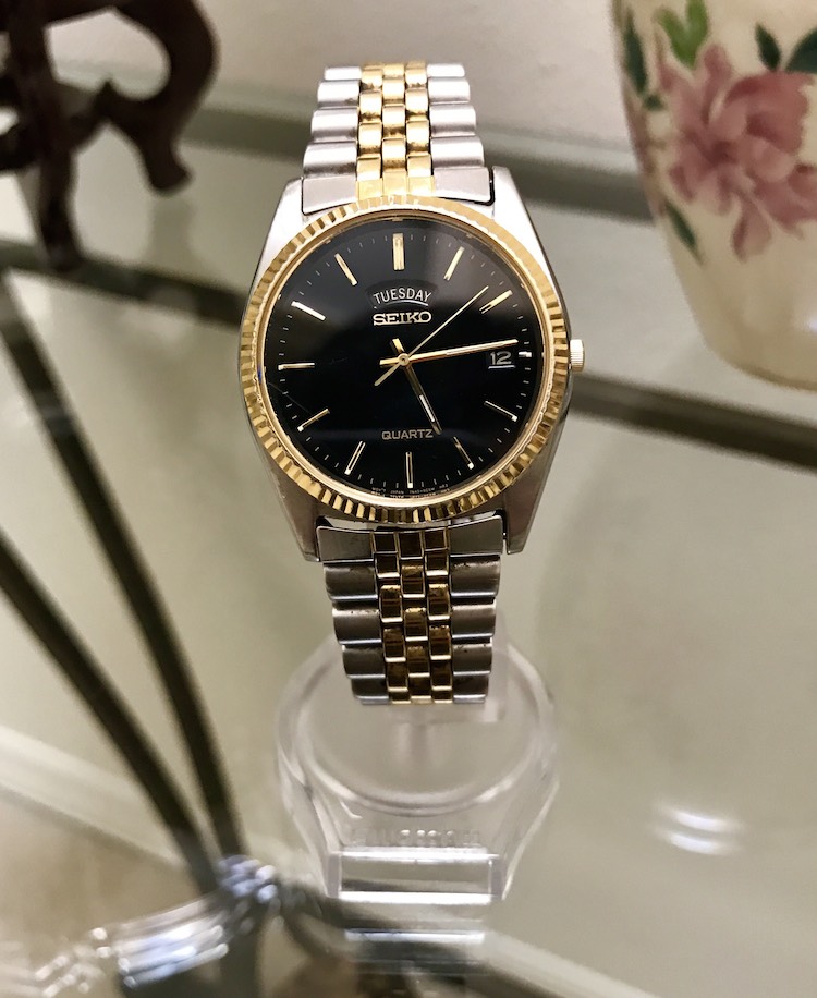 WTS] Vintage Seiko 7N43-8A49 Day-Date Quartz w/ Black Dial