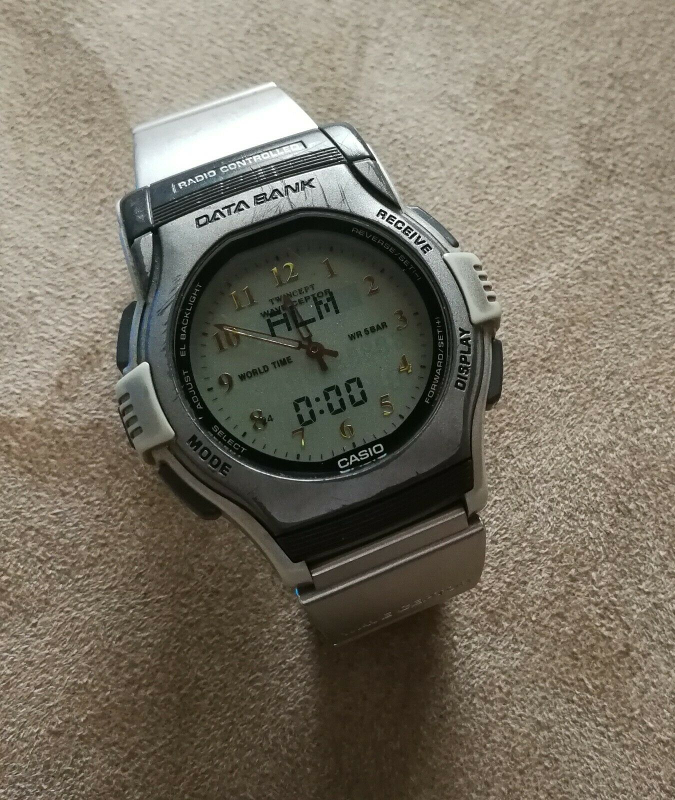 casio fkt-2000 wave ceptor databank alarm chrono lcd watch japan