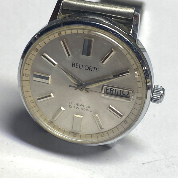 Vintage Belforte AUTOMATIC SELF-WINDING Watch 17 Jewels DAY Date ...