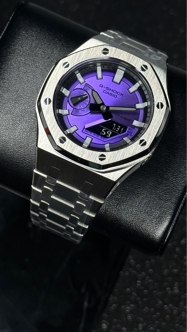 CasiOak GA-2100 in full stainless steel bezel and bracelet and